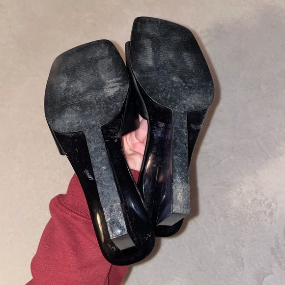 Vintage Square Toe Transparent 90’s Wedge Platform Sandal - Picture 6 of 9